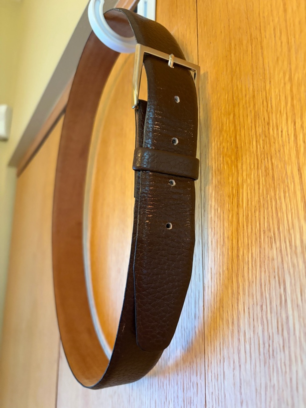 Devon brown full grain steerhide belt 36 cashmere steerhide lined gold buckle